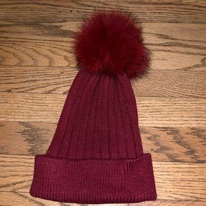 Real fox fur ball hat